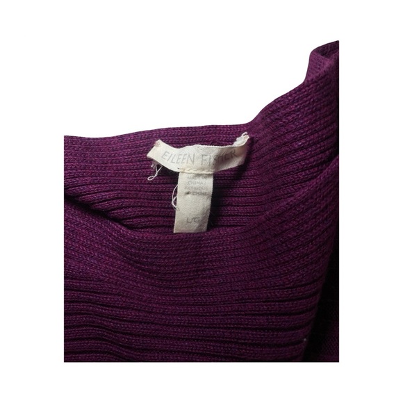 Eileen Fisher Womens Sz L Ribbed Purple Oversized Sustainable Silk Sweater, EUC - Picture 3 of 6